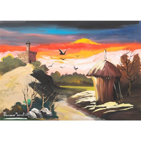 ROMANO MUSSOLINI, Paesaggio, Olio su tela