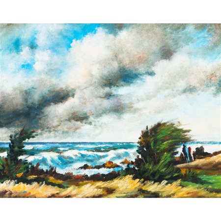 PANCRAZIO SPINELLI, Paesaggio marino, Olio su tela