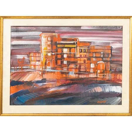 RINO GIACOMELLI, Case, Olio su tela