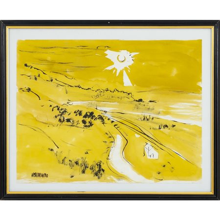 ALDO PECORAINO, Paesaggio, Tecnica mista su carta