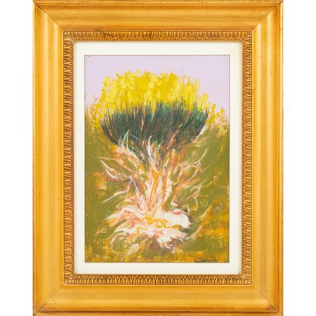 GIANCARLO CAZZANIGA, Ginestre, Olio e tempera su carta
