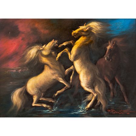 PIETRO PANTINO, Cavalli, Olio su tela