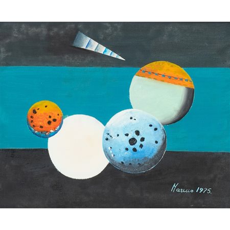 PITTORE DEL XX SECOLO, Figure sferiche, Olio su tela