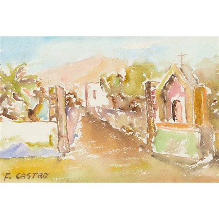 F. CASTRO, Stradella di campagna, Acquarello su carta