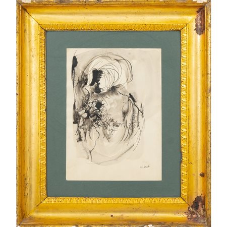 MARIO BARDI, Figura, China e acquarello su carta