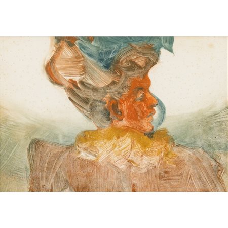 PIETRO BUTTITTA, Figura di profilo, Olio su cartone