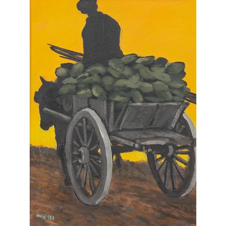 GIUSEPPE MARCHESE, Uomo sul carretto, Olio su tela