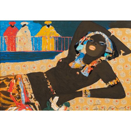 SALVATORE FIUME, Serigrafia a colori su broccato