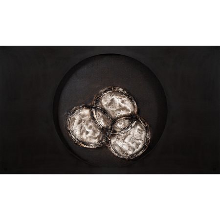 J P, Composizione, Olio, tela, ferro e legno