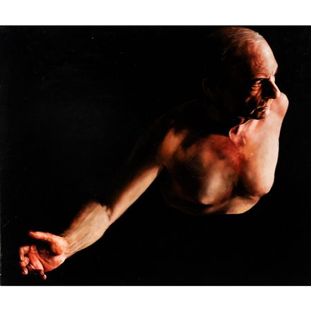 DAVIDE AVOGADRO, Busto con braccio teso, Olio su tela