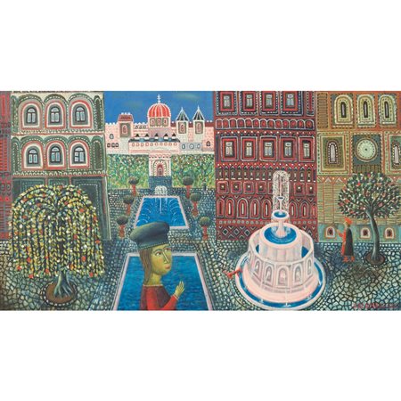 TAMAS GALAMBOS, Dante e Beatrice, Olio su tela