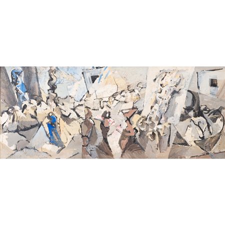 PAOLO SCHIAVOCAMPO, Processione, Olio su tela