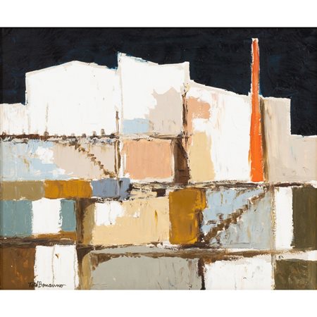 TOTÒ BONANNO, Tetti, Olio su tela