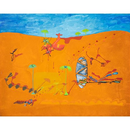 ANDRZEJ BIENKOWSKI, Volo sul deserto, Olio su tela