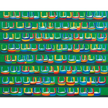 MAURILIO CATALANO, Barche in serie, Olio su tela