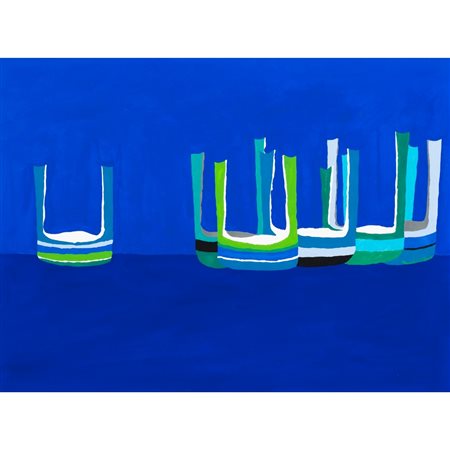 MAURILIO CATALANO, Barche di notte, Olio su tela