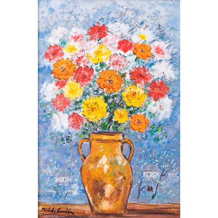 MICHELE CASCELLA, Vaso con fiori, Olio su tela