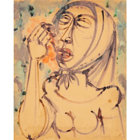 GIUSEPPE MIGNECO, Tecnica mista su carta applicato su tela