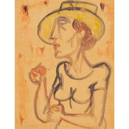 GIUSEPPE MIGNECO, Tecnica mista su carta applicato su tela