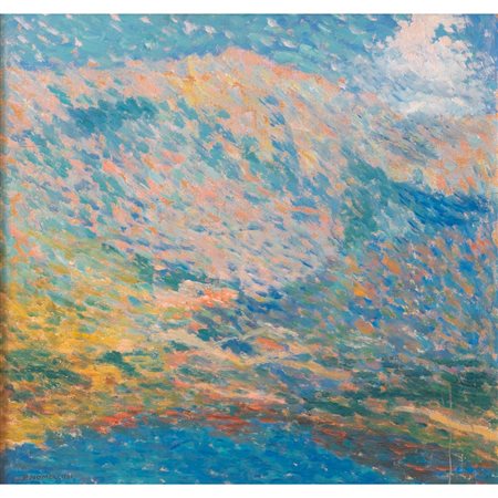 PITTORE DEL XX SECOLO, Paesaggio, Olio su tavola