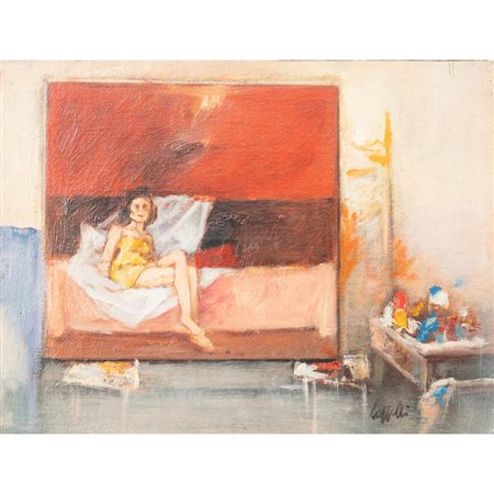 GIOVANNI CAPPELLI, Nello studio, Olio su tela
