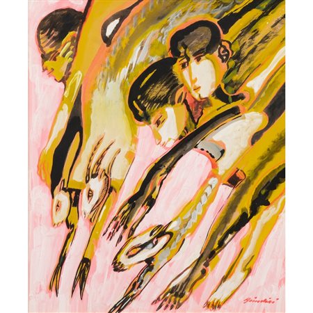 REMO BRINDISI, Tempera su carta applicata su tela