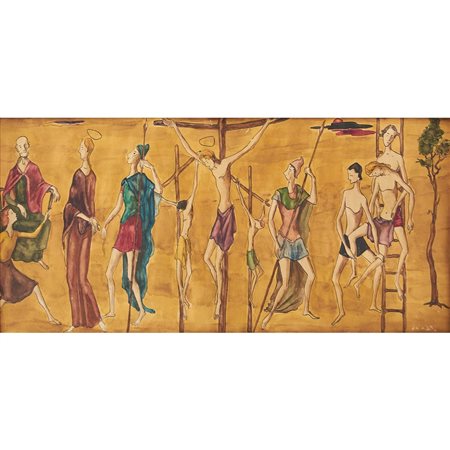 ALESSANDRO MANZO, Crocifissione, Tempera su carta