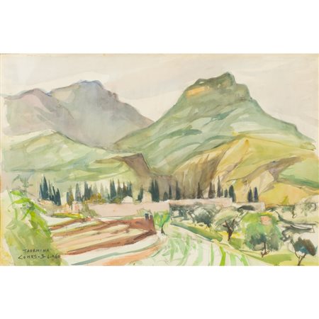 CARMELO COMES, Taormina, Acquarello su carta