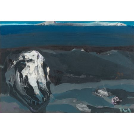 MARIO TORNELLO, Paesaggio marino, Olio su tela