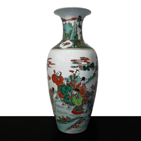 Vaso cinese in porcellana decorato con scene di grande valore storico, Qing , Dinastia
