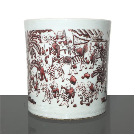 Grande portapennelli, con decori cinesi di buon auspicio raffigurante bambini, Cina, 18° secolo, Qing , Dinastia