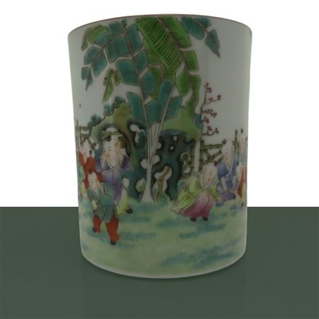 Portapenne raffigurante bambini che giocano, 19° secolo