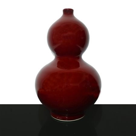 Vaso cinese a zucca in porcellana rossa, 19° secolo