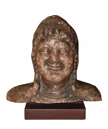 Buddha ridente in marmo , XIII/XIV