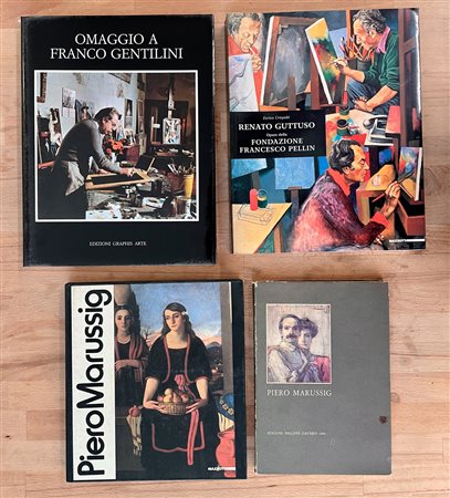 RENATO GUTTUSO, PIERO MARUSSIG E FRANCO GENTILINI - Lotto unico di 4 cataloghi