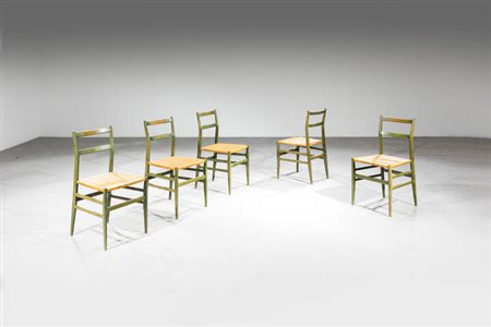 GIO PONTI<BR>Milano 1891 - 1979<BR>Cinque sedie mod. Superleggera