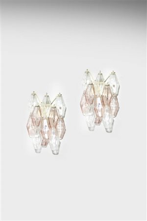 PAOLO VENINI<BR>Coppia di appliques mod. Poliedri