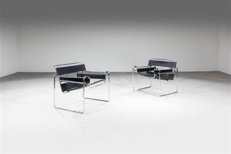 MARCEL BREUER<BR>Coppia di poltrone mod. Wassily