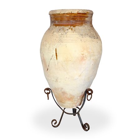 Giara in cotto con base in ferro