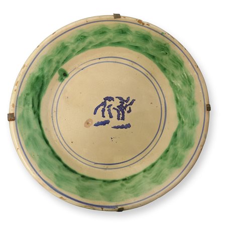 Piatto di Caltagirone spugnato verde, primi 20° secolo