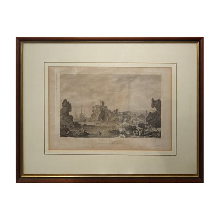 Saint-Non - Vista del castello di Aci (Catania) incisione tratta dal "Voyage pittoresque des isles de Sicile, de Malte et de Lipari"