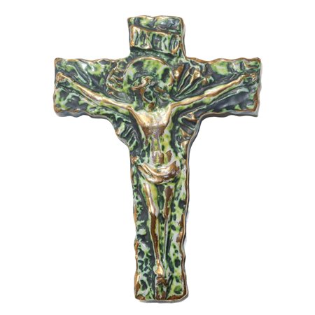 Antonino Ragona (Caltagirone 1916 - 2011)  - Crocifisso in maiolica invetriata di Caltagirone, 1958