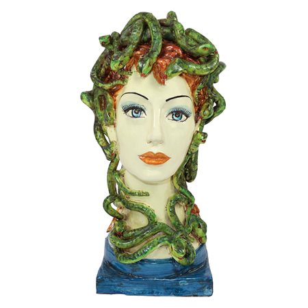Ceramiche e presepi d'arte  Scarlatella - Testa di donna con serpenti