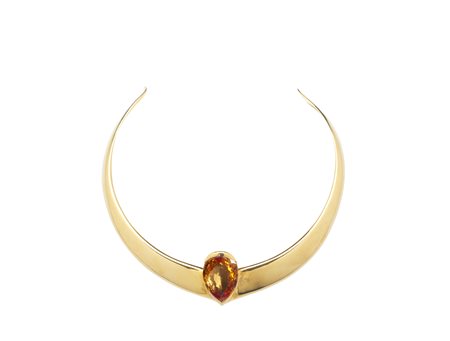 GAVELLO RINALDO - Collana artigianale rigida in oro giallo 18k con topazio imperiale  taglio a goccia.
