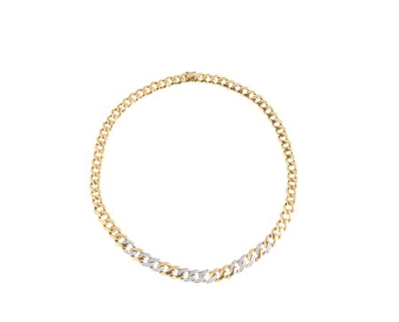  - Collana tipo groumette in oro bianco e giallo 18k con diamanti bianchi .
