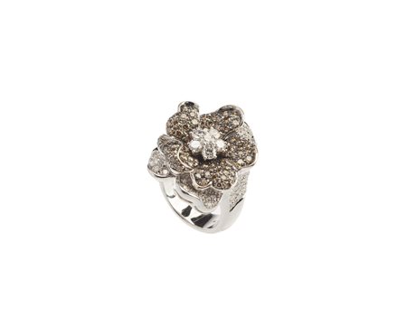 LEO PIZZO - Anello oro bianco 18k con diamanti bianchi e brown  .