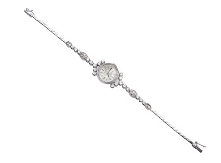 IWC - Orologio da donna cassa tonda in oro bianco 18k con diamanti bianchi taglio brillante .