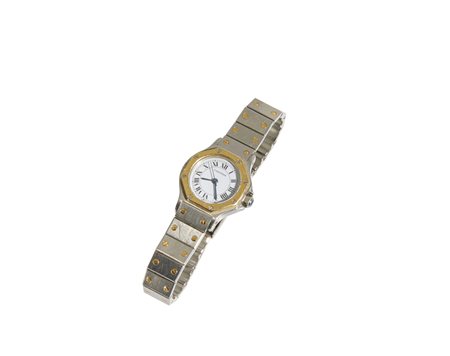 CARTIER - Orologio Santos Octagon in acciaio ed oro giallo.