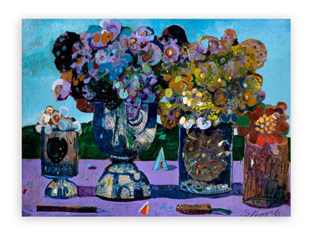 ANTONIO POSSENTI (1933-2016) - Quattro vasi di fiori, 1979