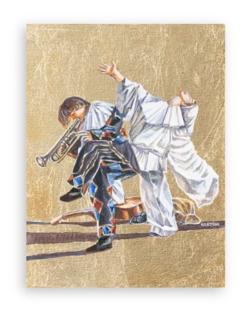 SERGIO NARDONI (1947) - Arlecchino e Pulcinella musicanti
